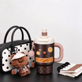Cookie Print Dark Brown Handle Tumbler