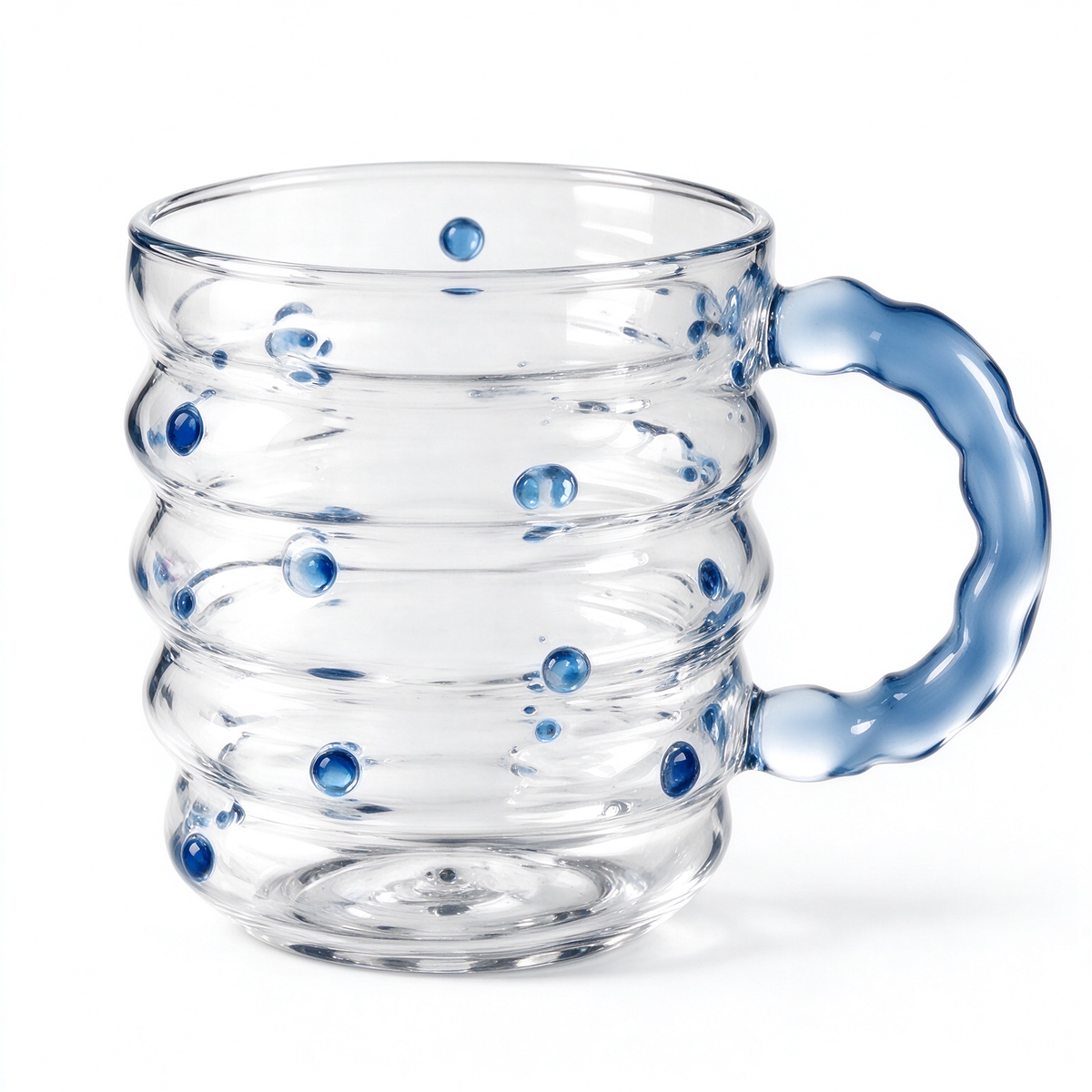 Blue Bubble Wavy Glass Mug