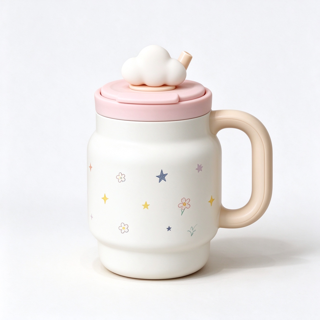 Cloud Topper Star Flower Handle Mug