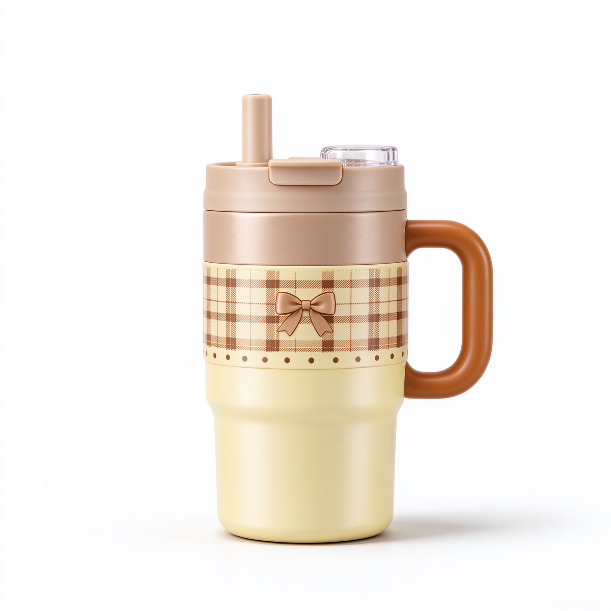 Brown Plaid Bow Two Tone Tumbler