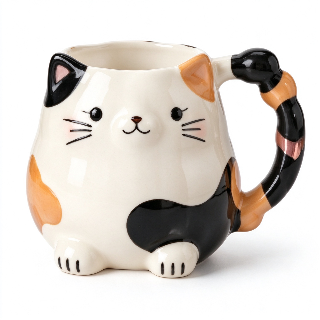 3D Calico Cat Ceramic Mug