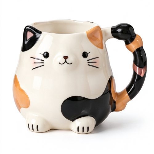 3D Calico Cat Ceramic Mug