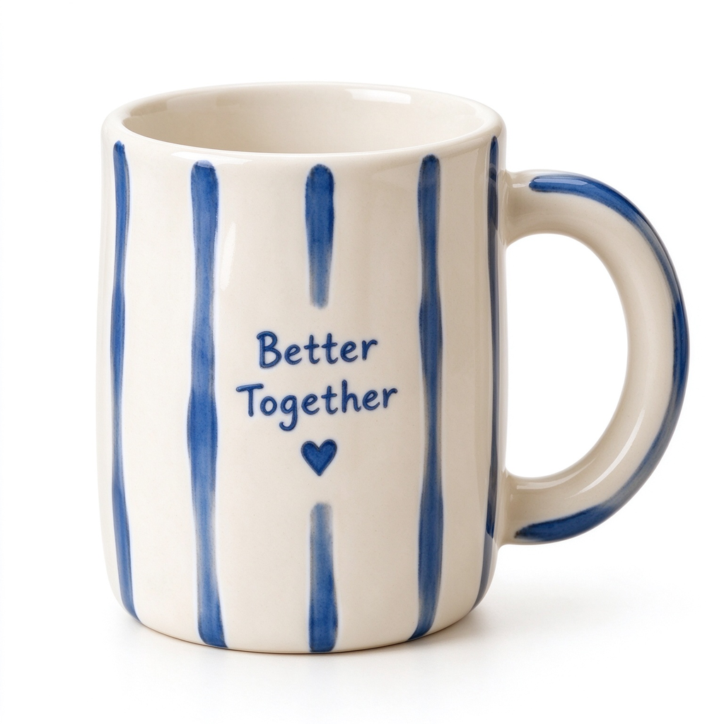 Better Together Blue Striped Ceramic Mug